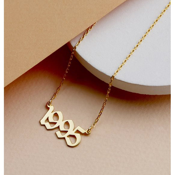 Number Necklace Personalized Year Pendant - J F W