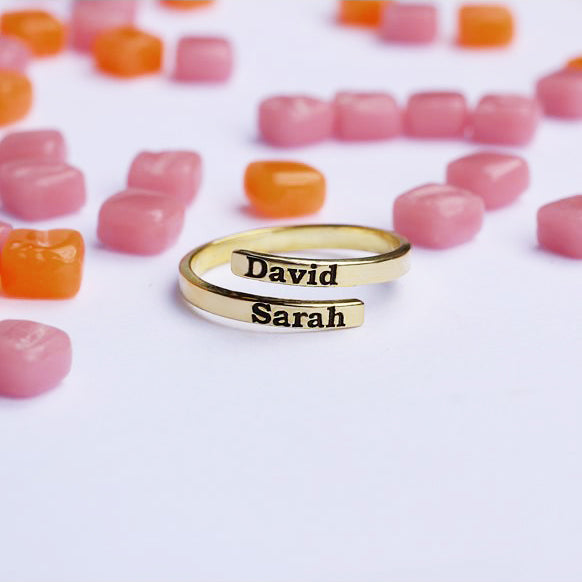 Minimal Jewelry Couple's Name Engraved Ring - J F W