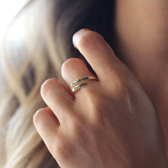 Minimal Jewelry Couple's Name Engraved Ring - J F W