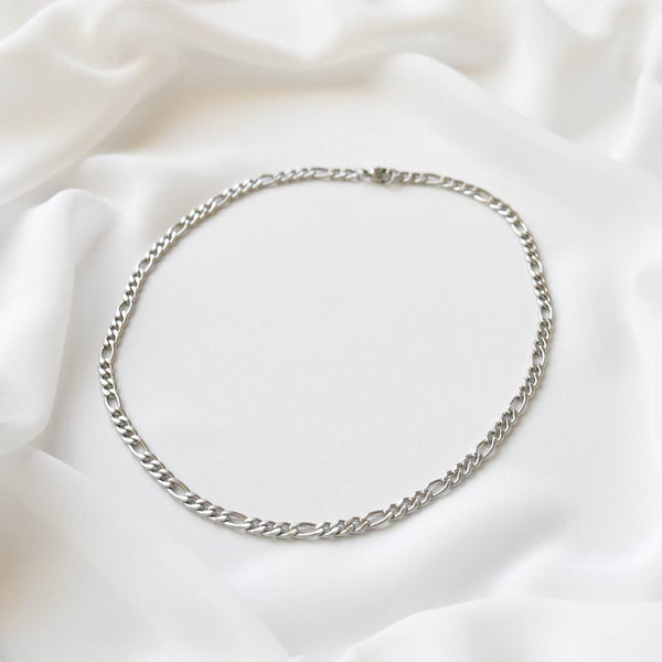 Figaro Chain 4 mm Silver Choker Necklace for Women - J F W