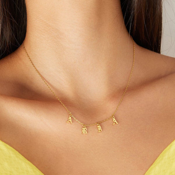 Necklace with Dangle Initials Women's Jewelry - J F W