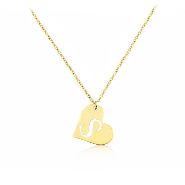 Dangling Letter Heart Necklace 14k Gold Custom Jewelry - J F W