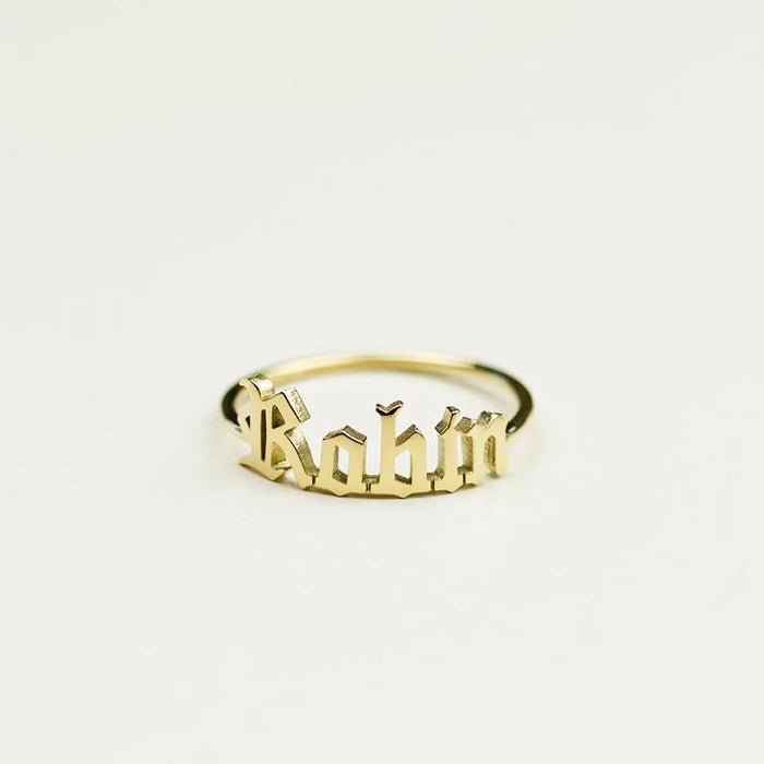 Gothic Name Ring Personalized Band Best Friend Gift - J F W