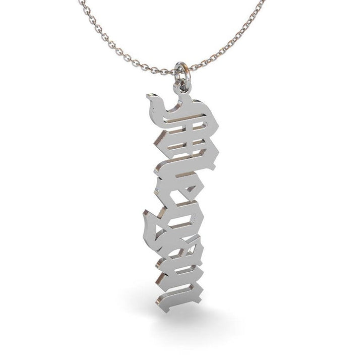 Vertical Pendant Word Necklace with Silver Cable Chain - J F W