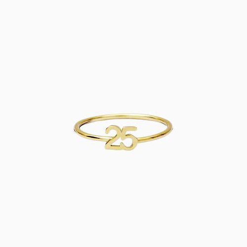 Number Ring in Yellow Gold Silver Stackable Bands - J F W
