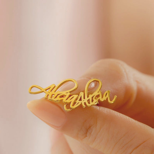 Custom Name Stud Earrings in Gold Vermeil Birthday Gift - J F W