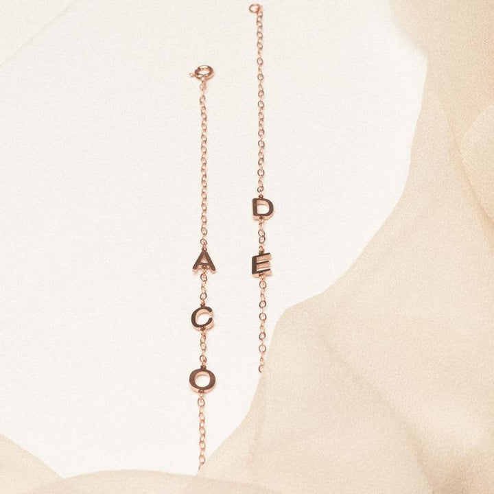 Sideways Initials Silver Chain Bracelet Gift for Her - J F W