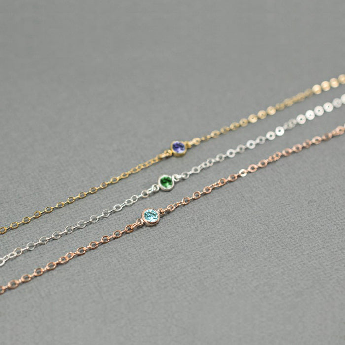 Chain Bracelet with Gemstone in Silver Birthday Gift - J F W
