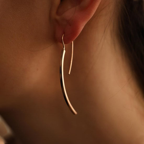 Curve Slide Through Dangle Earrings in Sterling Silver - J F W
