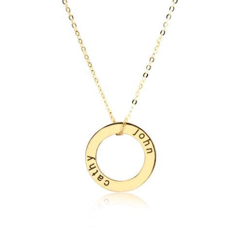 Mom Necklace Personalized Circle Charm with Name - J F W