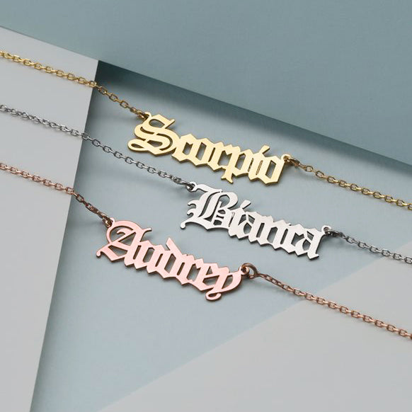 Name Choker Necklace for Women Custom Gothic Initials - J F W