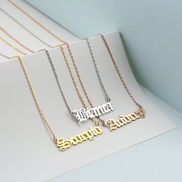 Name Necklace for Women Rose Gold Pendant with Chain - J F W