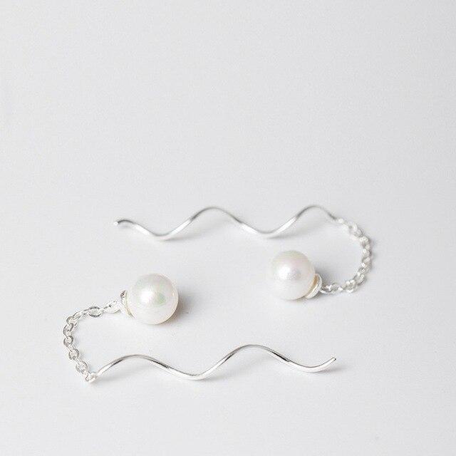 pearl threader earrings