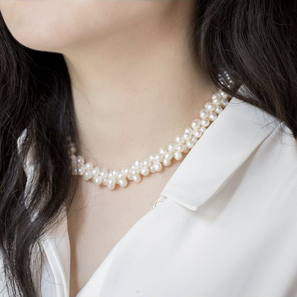 Scattered White Oval Pearl Necklace Bridal Jewelry - J F W