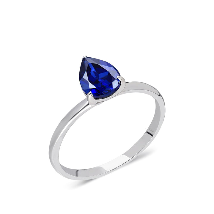 Pear Sapphire Ring 1.58CTW in Solid 14k Gold - J F W