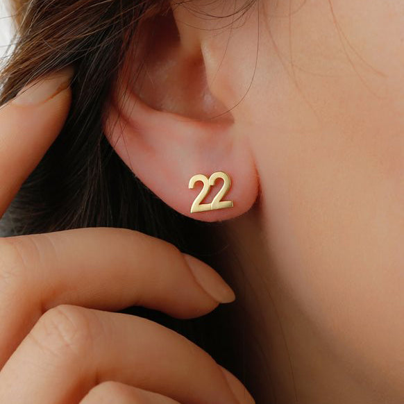 Custom Number Earrings Silver Lucky Numeral Jewelry - J F W