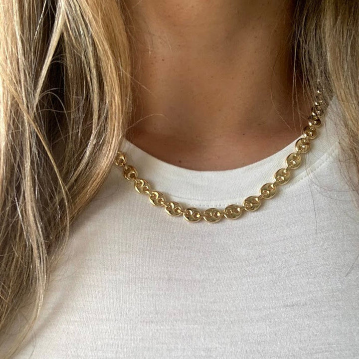 Puffed Mariner Silver Chain Bold Link Necklace - J F W