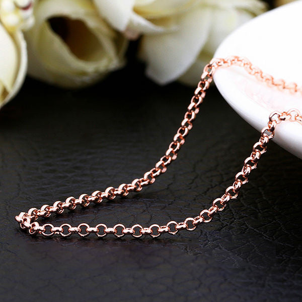 Rolo Chain Women's Necklace Rose Gold Vermeil Jewelry - J F W