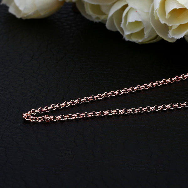 Rolo Chain Women's Necklace Rose Gold Vermeil Jewelry - J F W