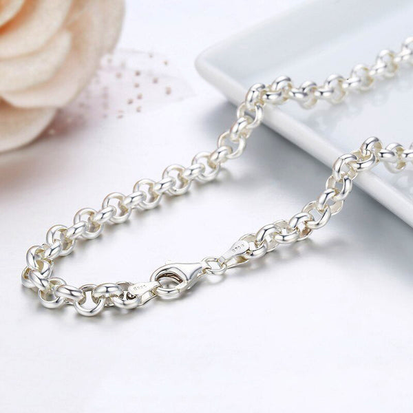 Women's 6 mm Rolo Chain Bracelet Solid Silver Jewelry - J F W