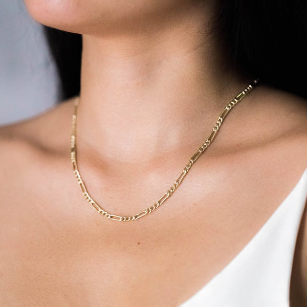 Gold Figaro Chain Layering Choker Necklace in Silver - J F W