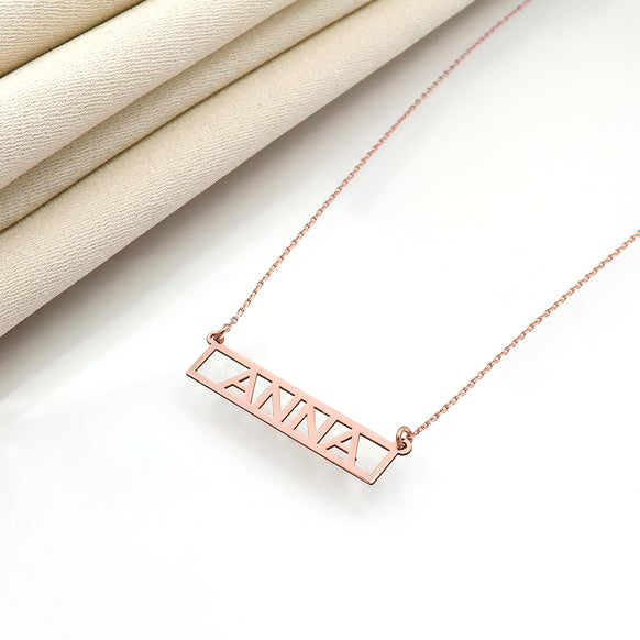 Cutout Name Pendant 925 Silver Chain Necklace - J F W