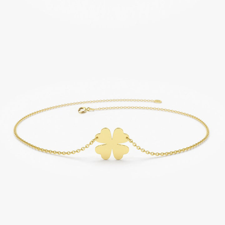 14k Gold Charm Bracelet Four Leaf Clover Fine Jewelry - J F W