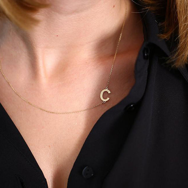 14k Gold Necklace with Initial Fine Jewelry - J F W
