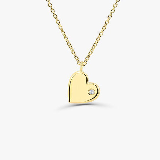 Diamond Heart Necklace in 14k Solid Gold Graduation Gift - J F W