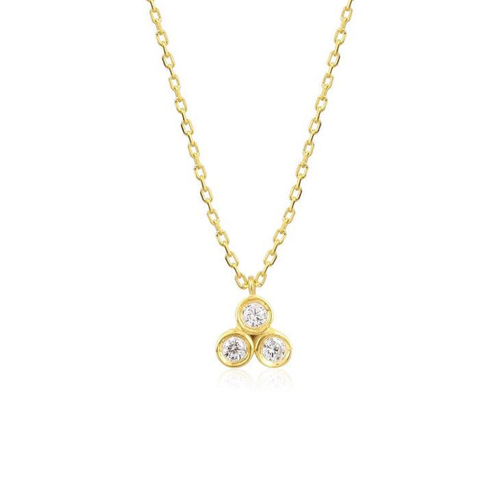 Three Stone Necklace Natural DIAMONDS in Gold - J F W