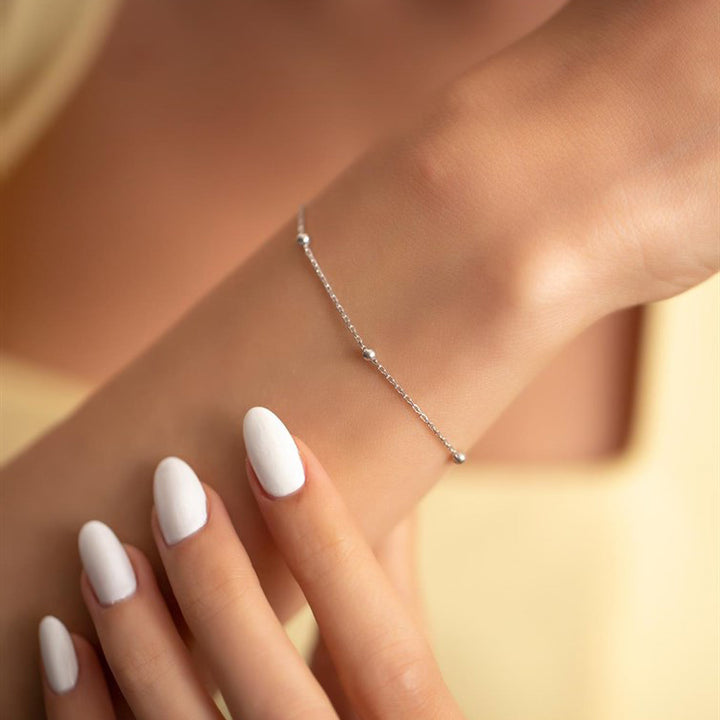 Delicate Gold Bracelet Beaded Satellite Chain Wrist Jewelry - J F W