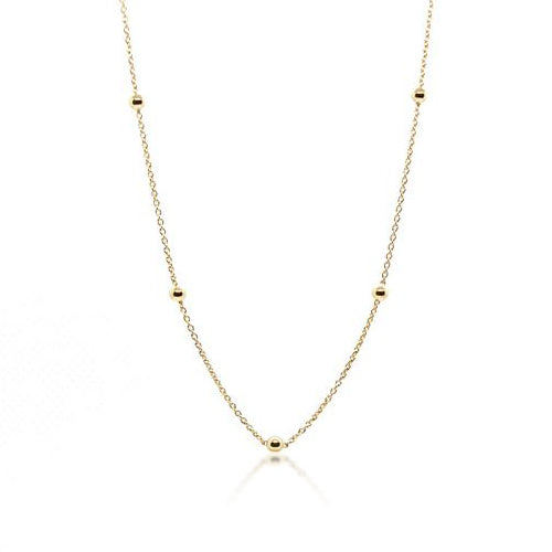 Beaded Satellite Chain Station Necklace in Silver - J F W