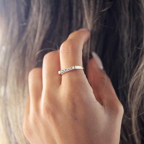 Thin Signet Stacking Ring in 925 Silver Daughter Gift - J F W