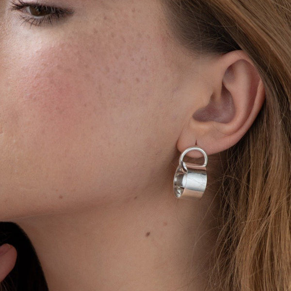 Interlocked Rings Solid Silver Earrings Modern Handmade Jewelry