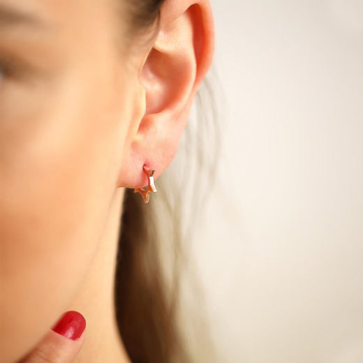 Spike Earrings Rose Gold Jewelry Small Hoop Studs - J F W