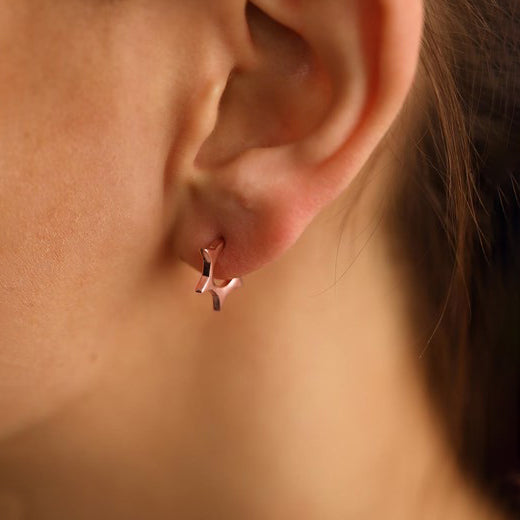 Spike Earrings Rose Gold Jewelry Small Hoop Studs - J F W