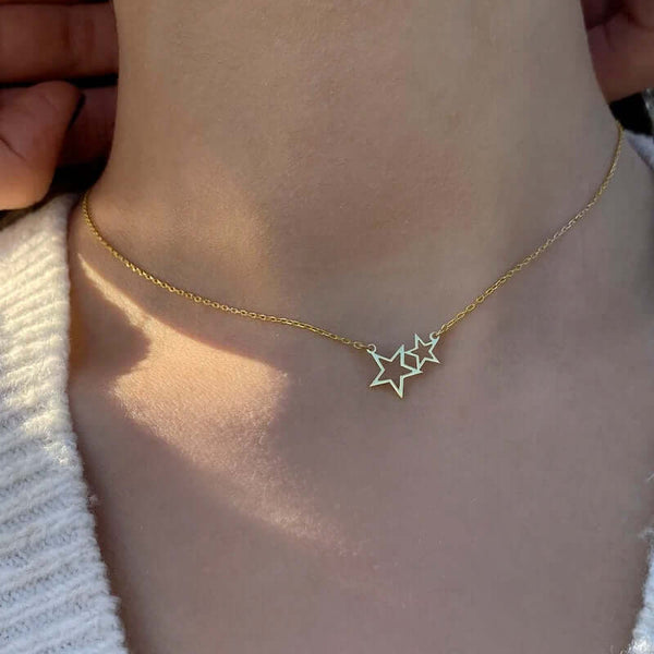 Delicate star necklace with 18k gold vermeil chain, perfect tiny jewelry gift for timeless beauty.