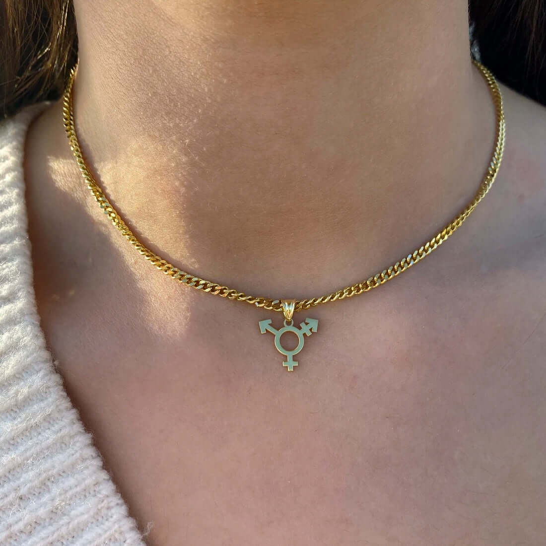 Trans Chain Silver Trans Necklace with Gold-Plated Cuban Chain – JewelsForWomen