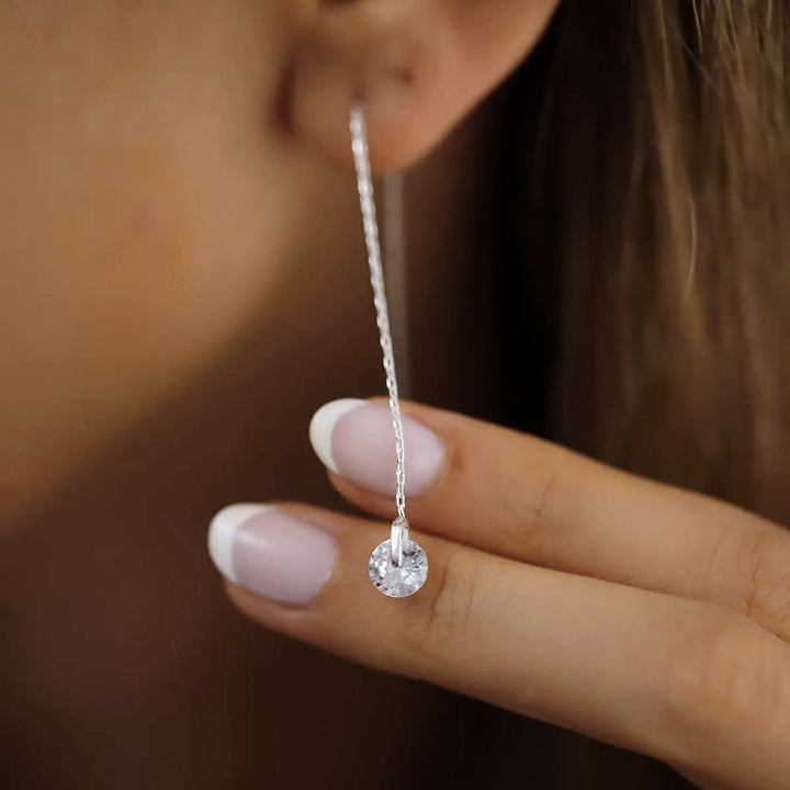 Ultra Long Threader earrings with diamond
