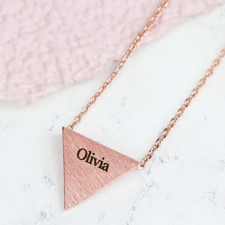 Tiny Triangle Necklace with Engraving for Teens - J F W