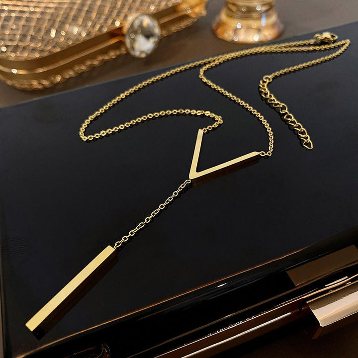 V shaped long Clavicle Necklace